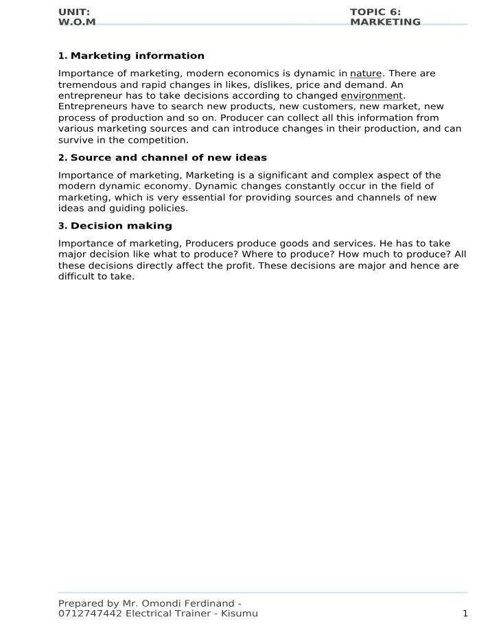 Word of Mouth Marketing - Topic 6 Notes