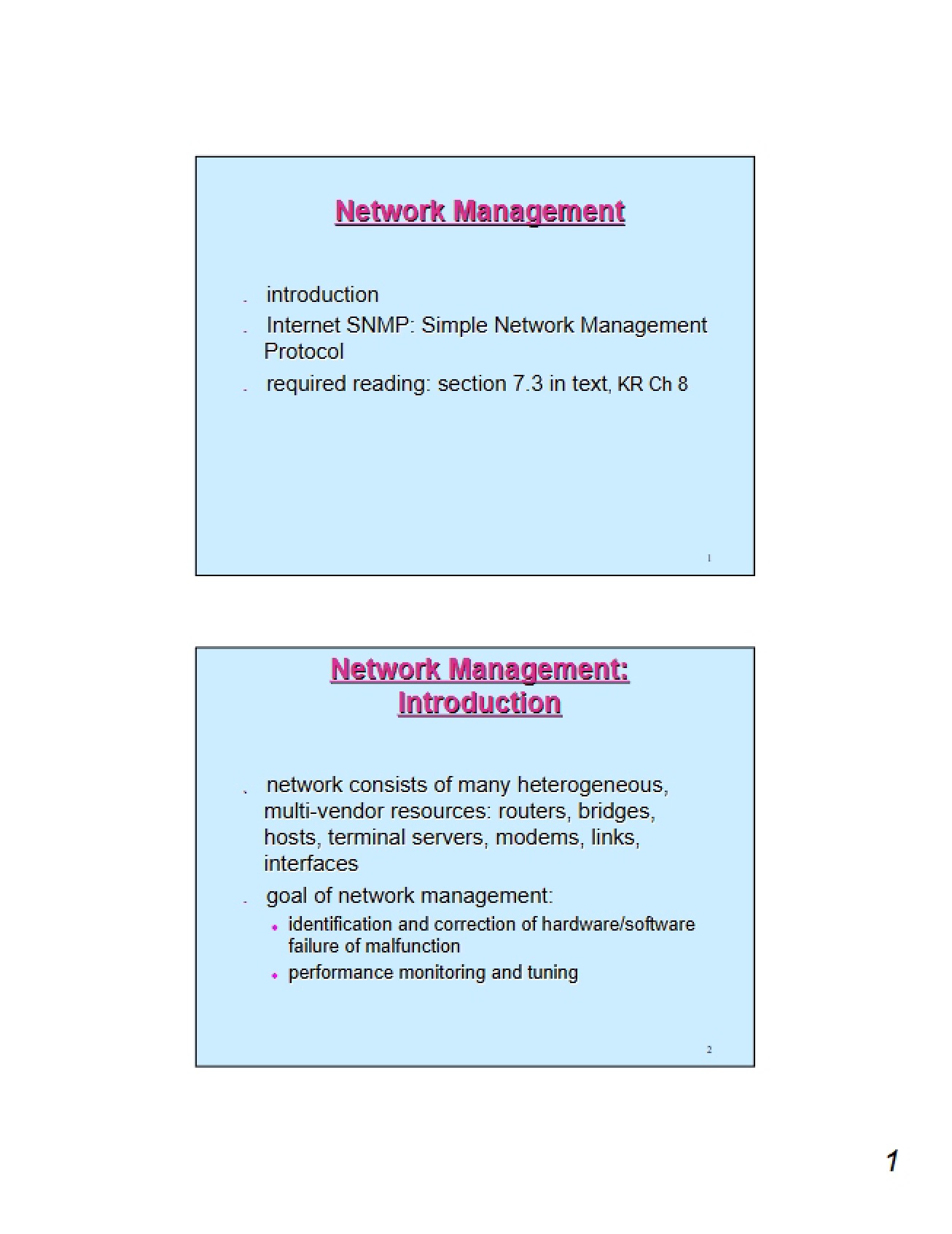 Management of Networks