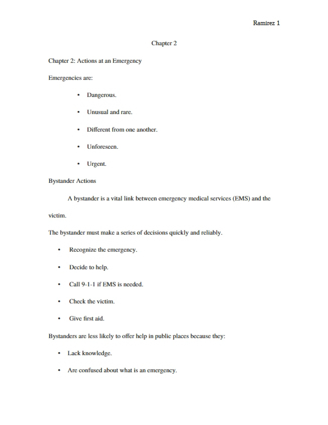 Second Chapter of First Aid and Disaster Preparedness