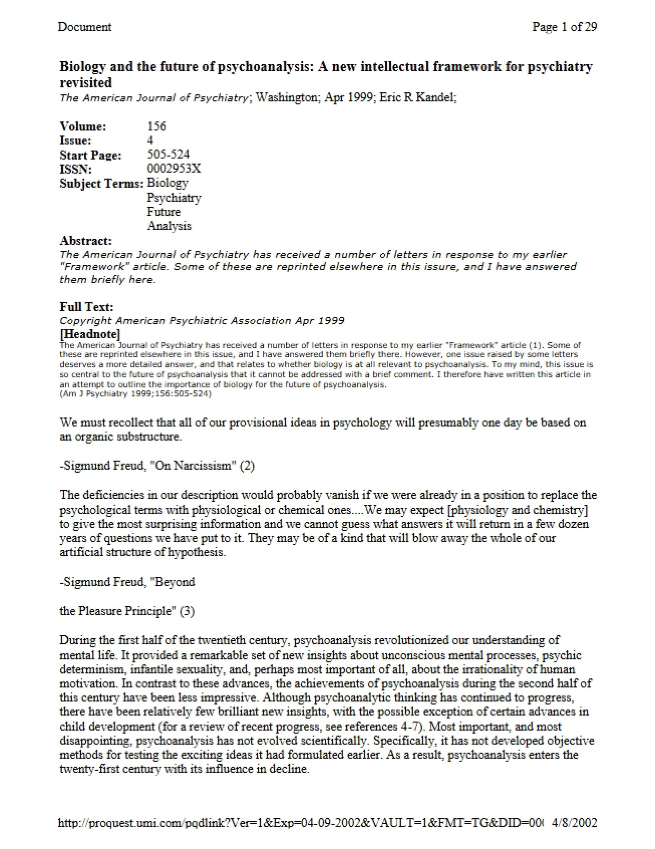 Future of Psychoanalysis and Biology