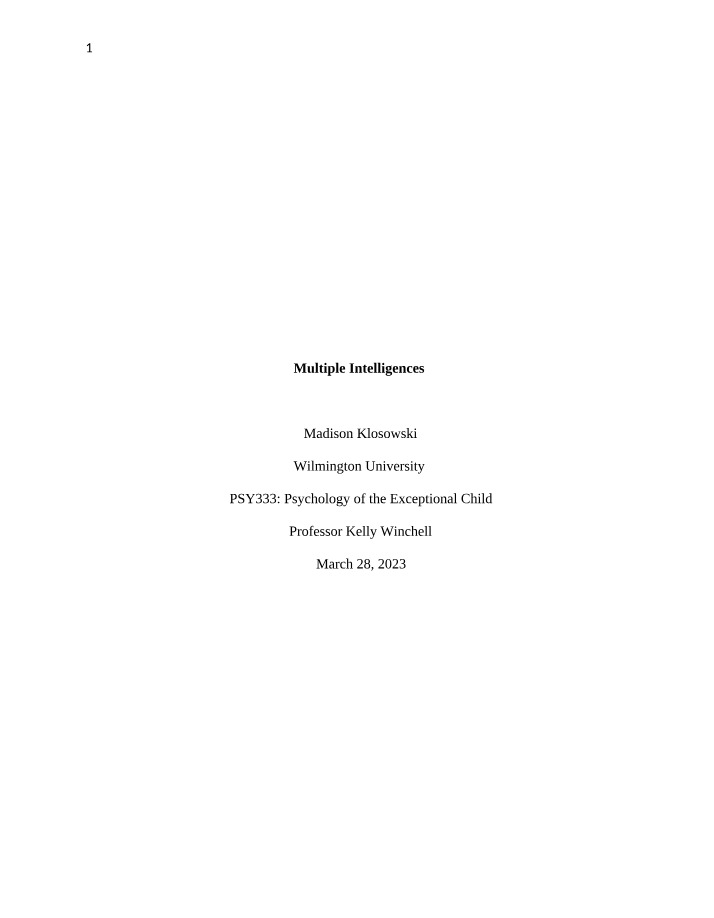Theory of Multiple Intelligences