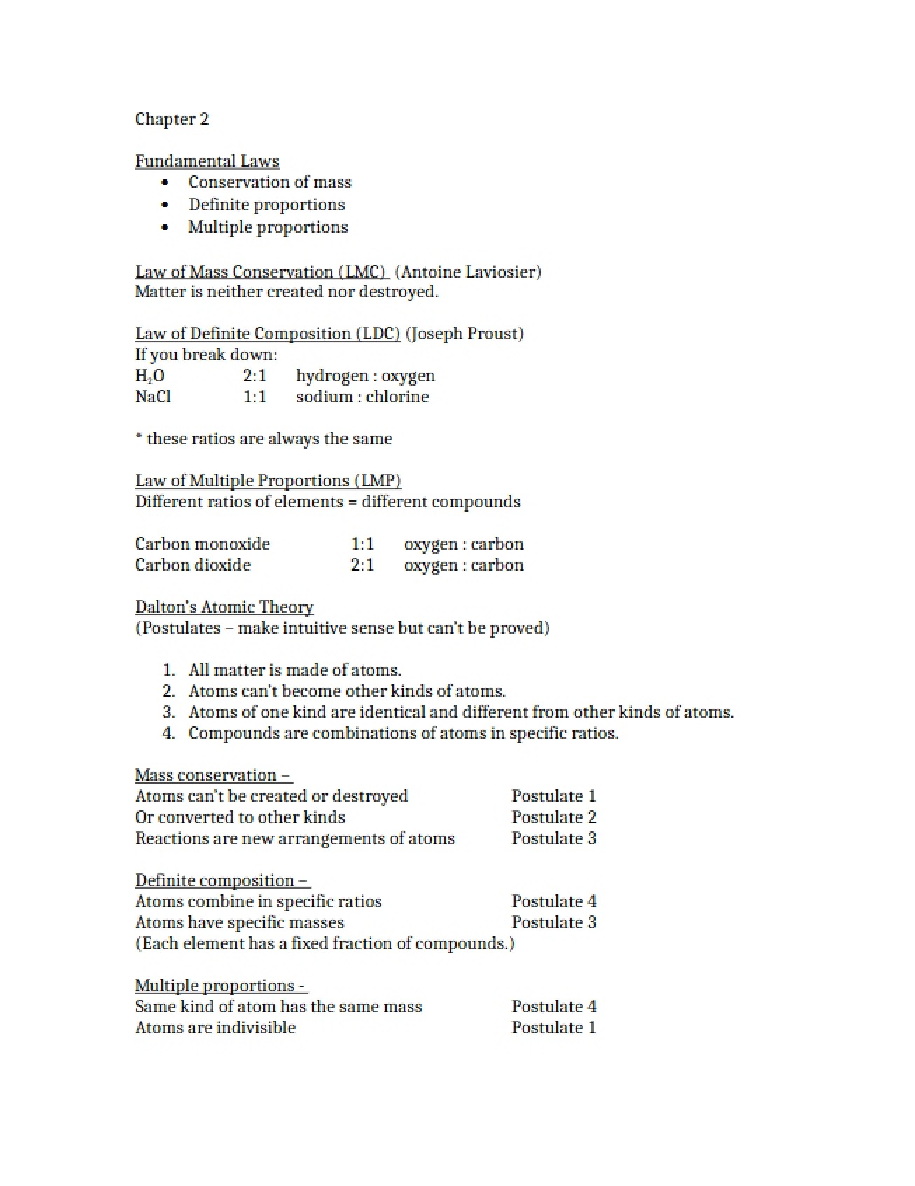 Notes for Chapter 2 (Chem 1320)