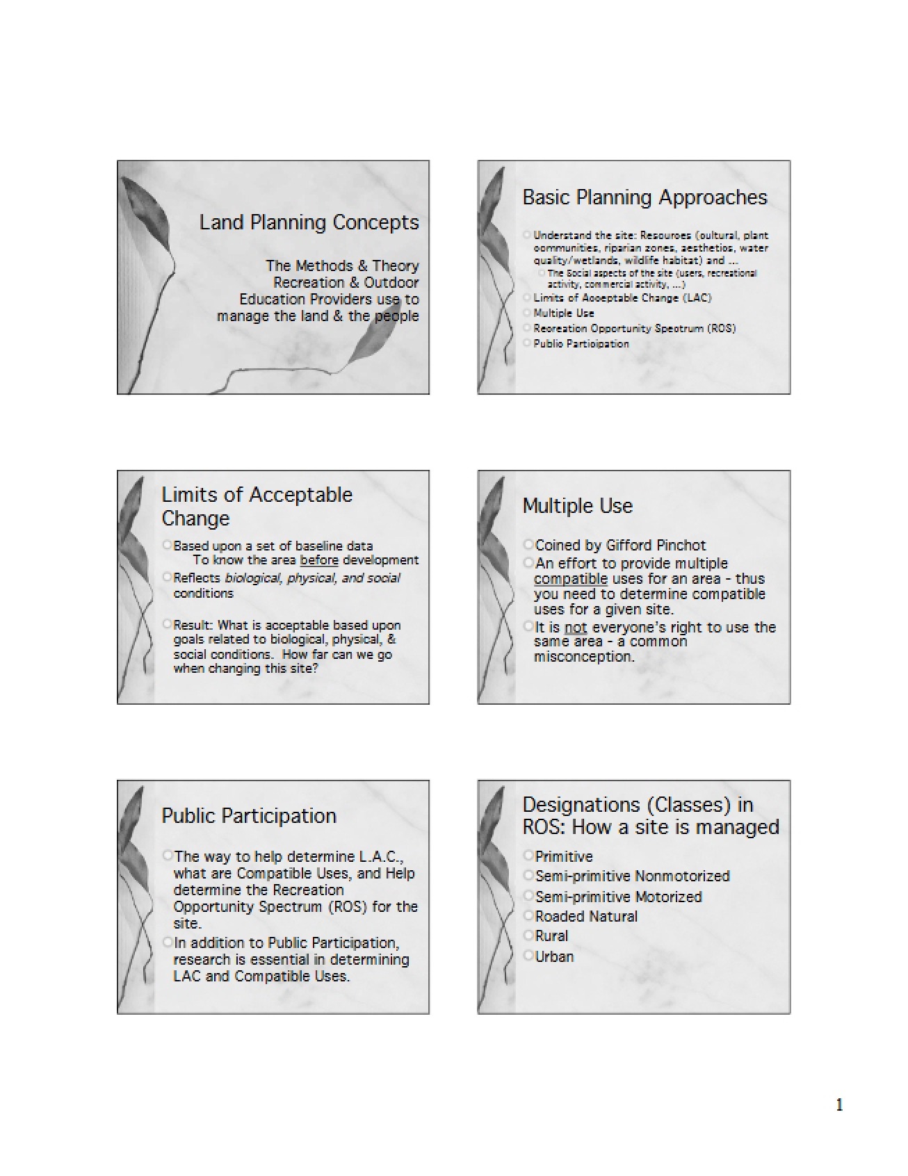 Concepts of Land Planning