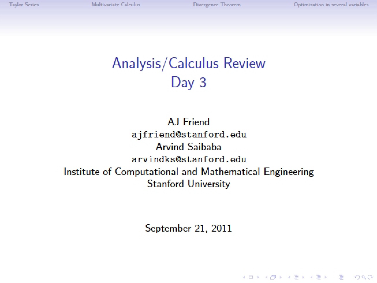 Analysis Calculus Review