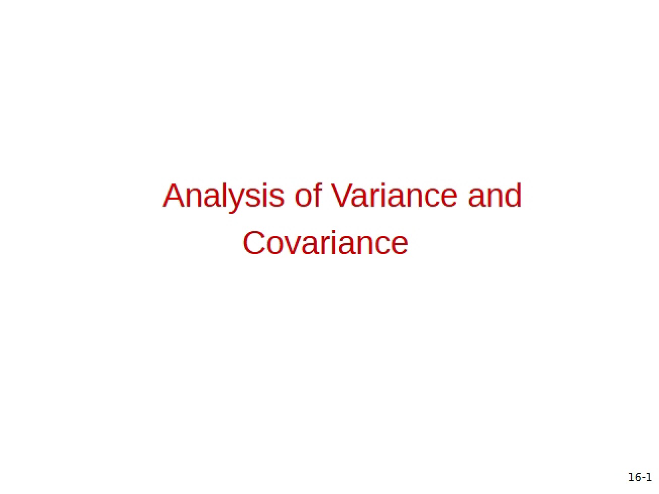 VarianceCovariance Analysis