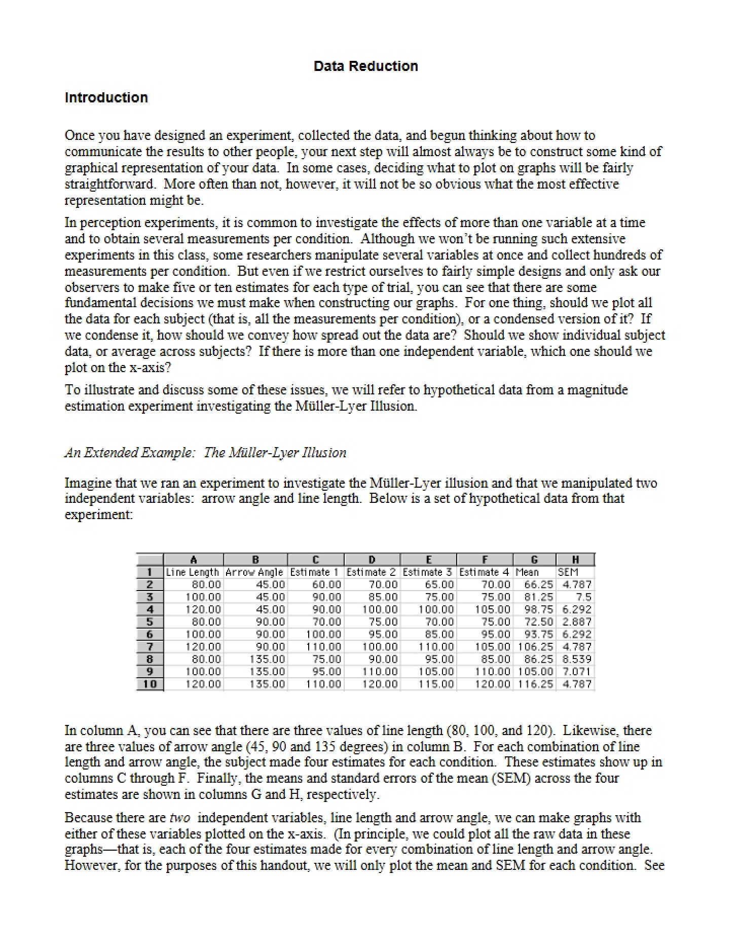 Reduction of Data