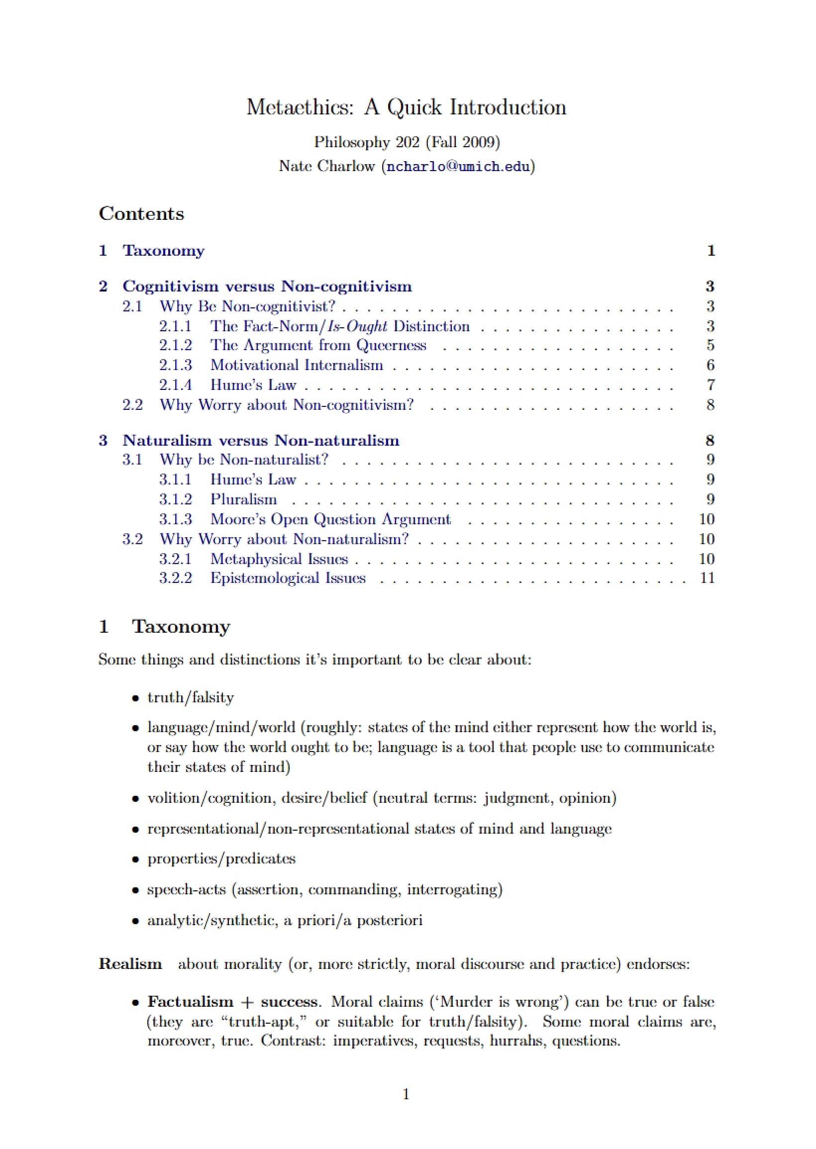 Quick Introduction to Metaethics