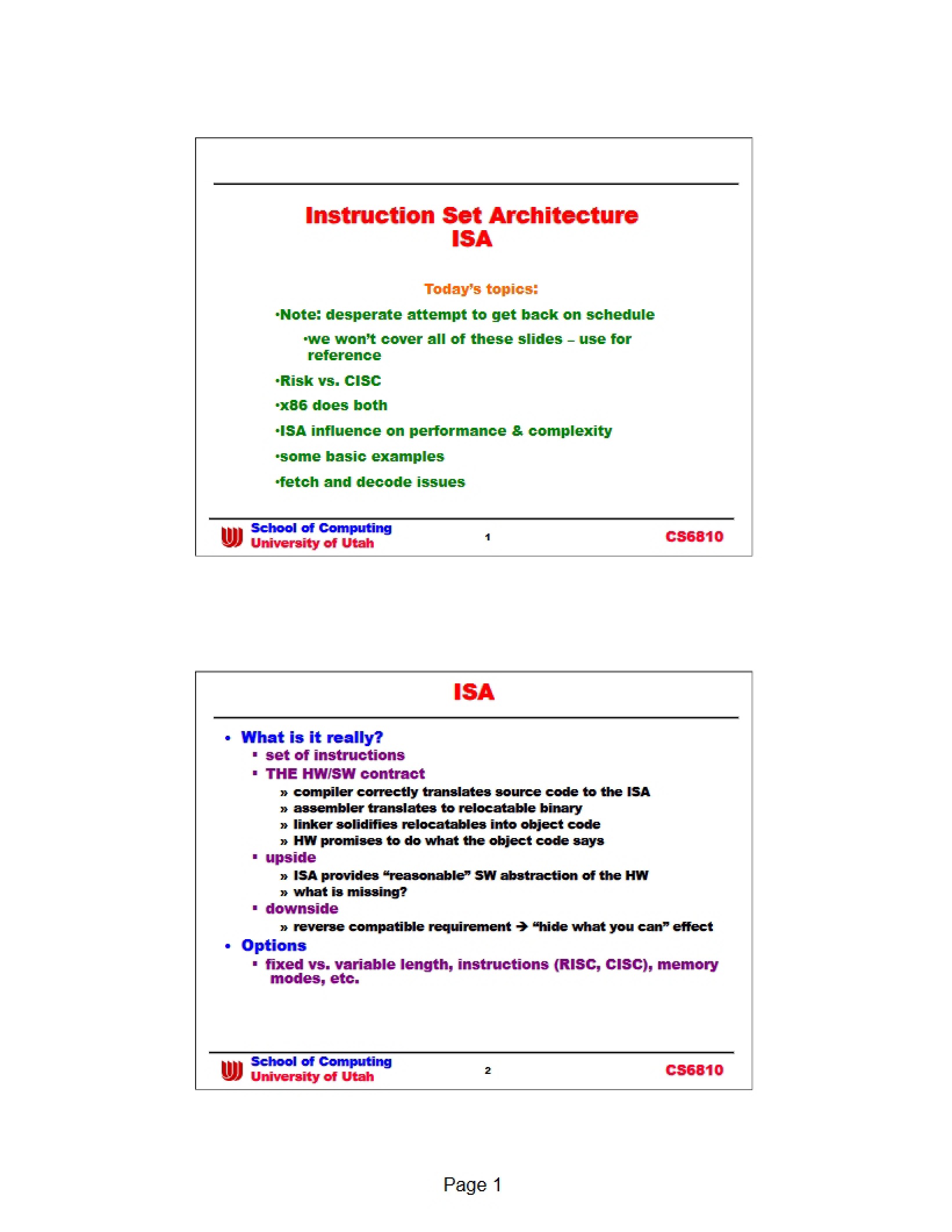 Architecture of Instruction Sets