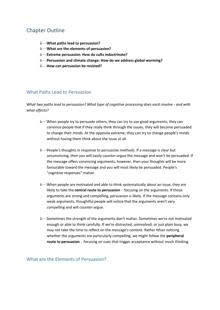 Cognitive Processing and the Paths to Persuasion