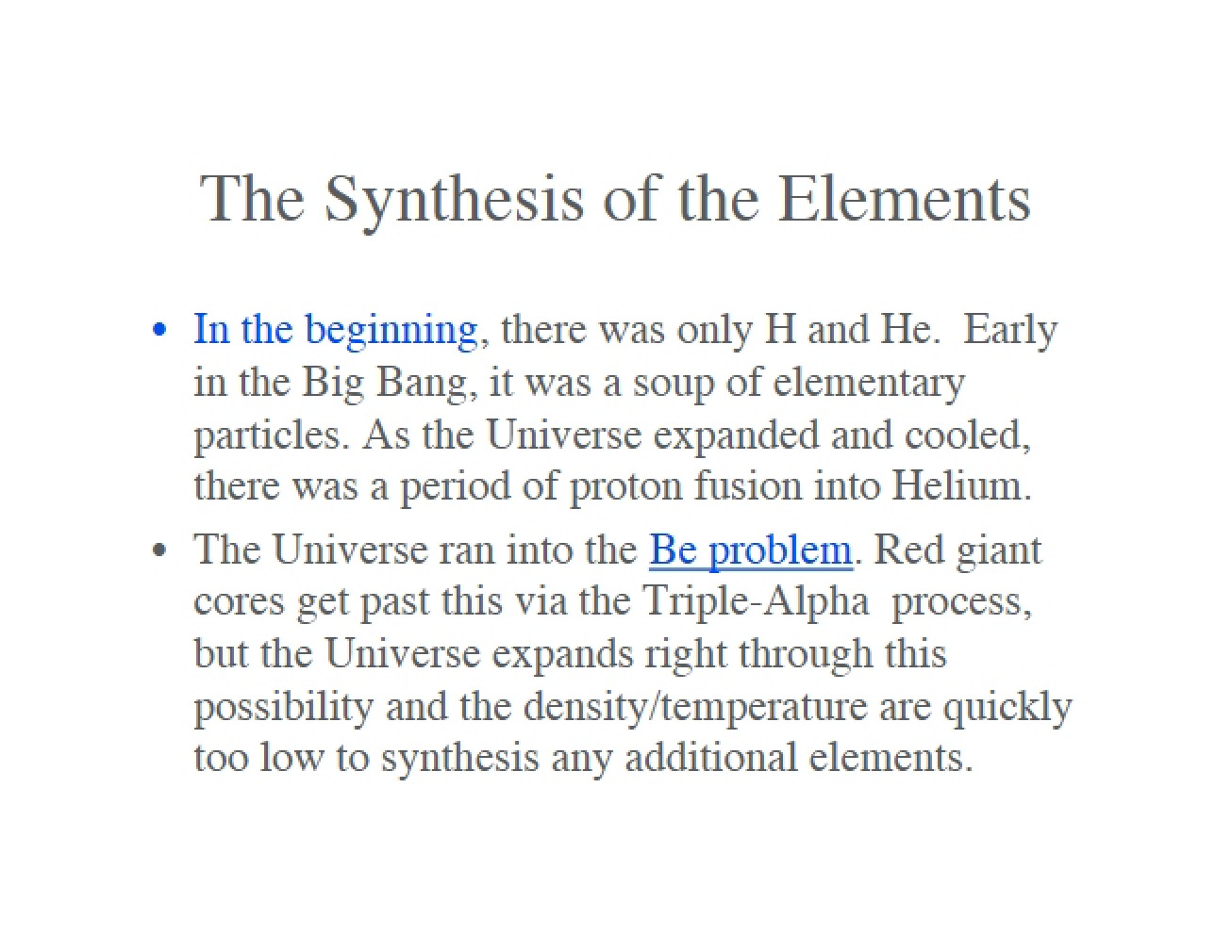 Understanding the Synthesis of the Elements