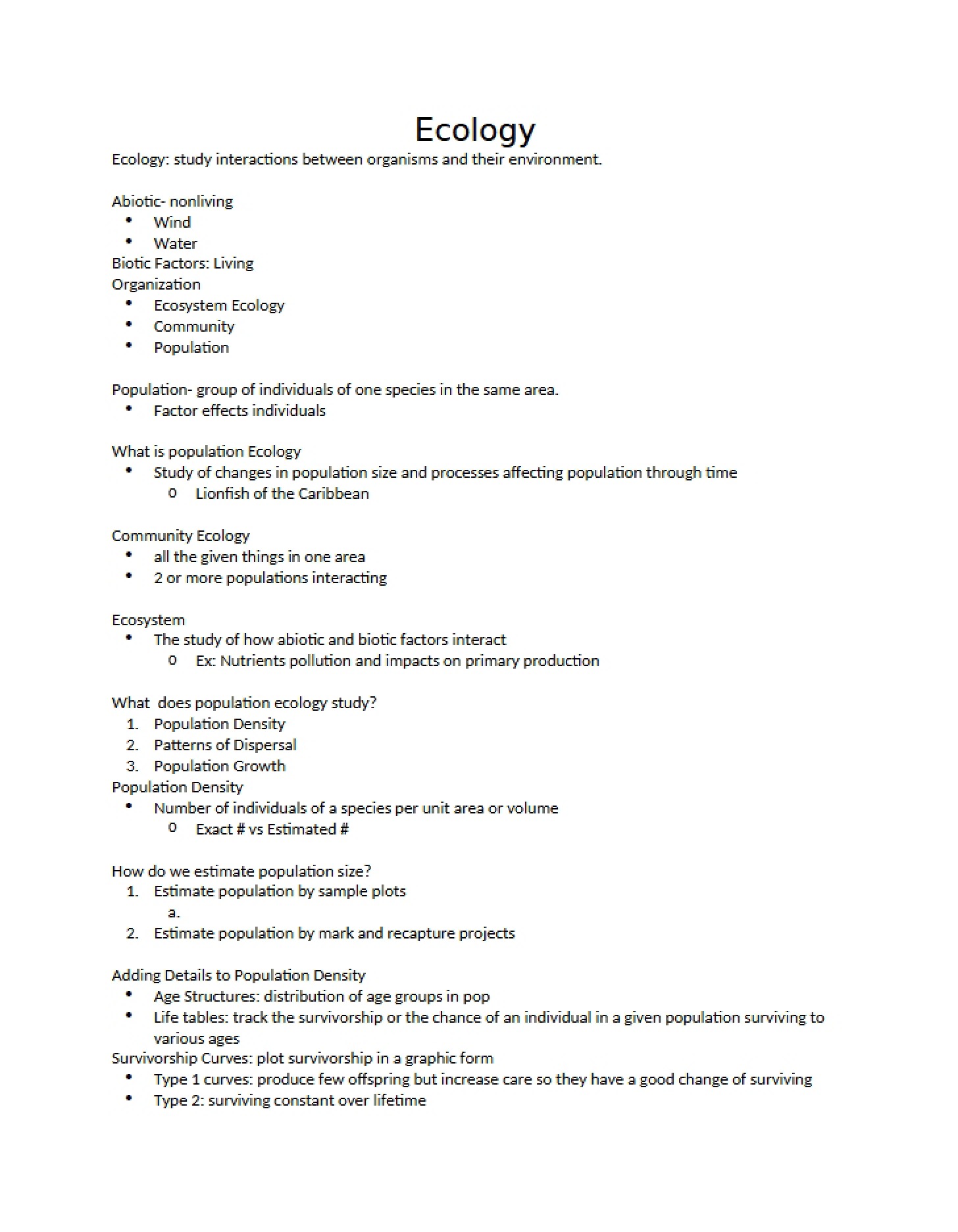 Ecology Overview