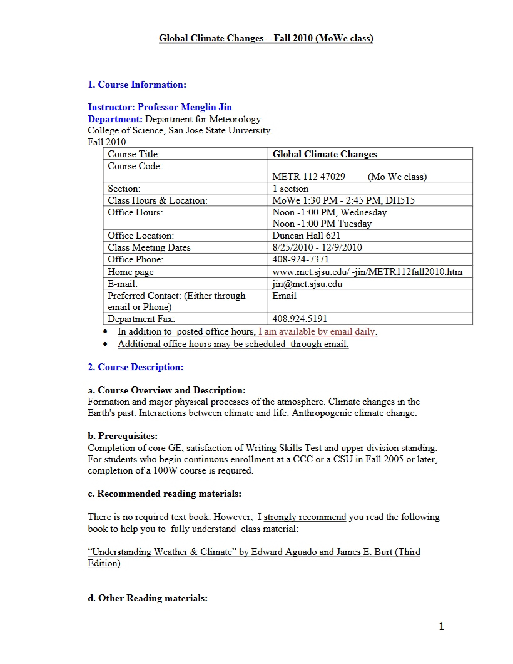 Course Syllabus METR 112