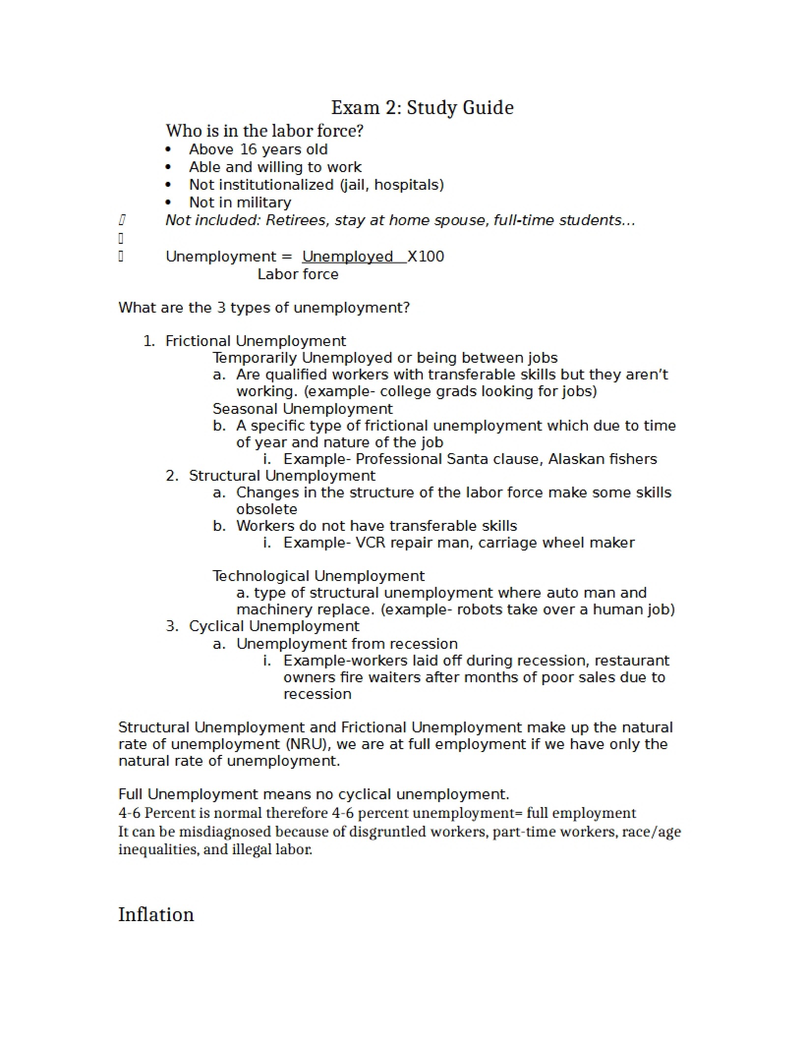 Study Guide for Second Exam