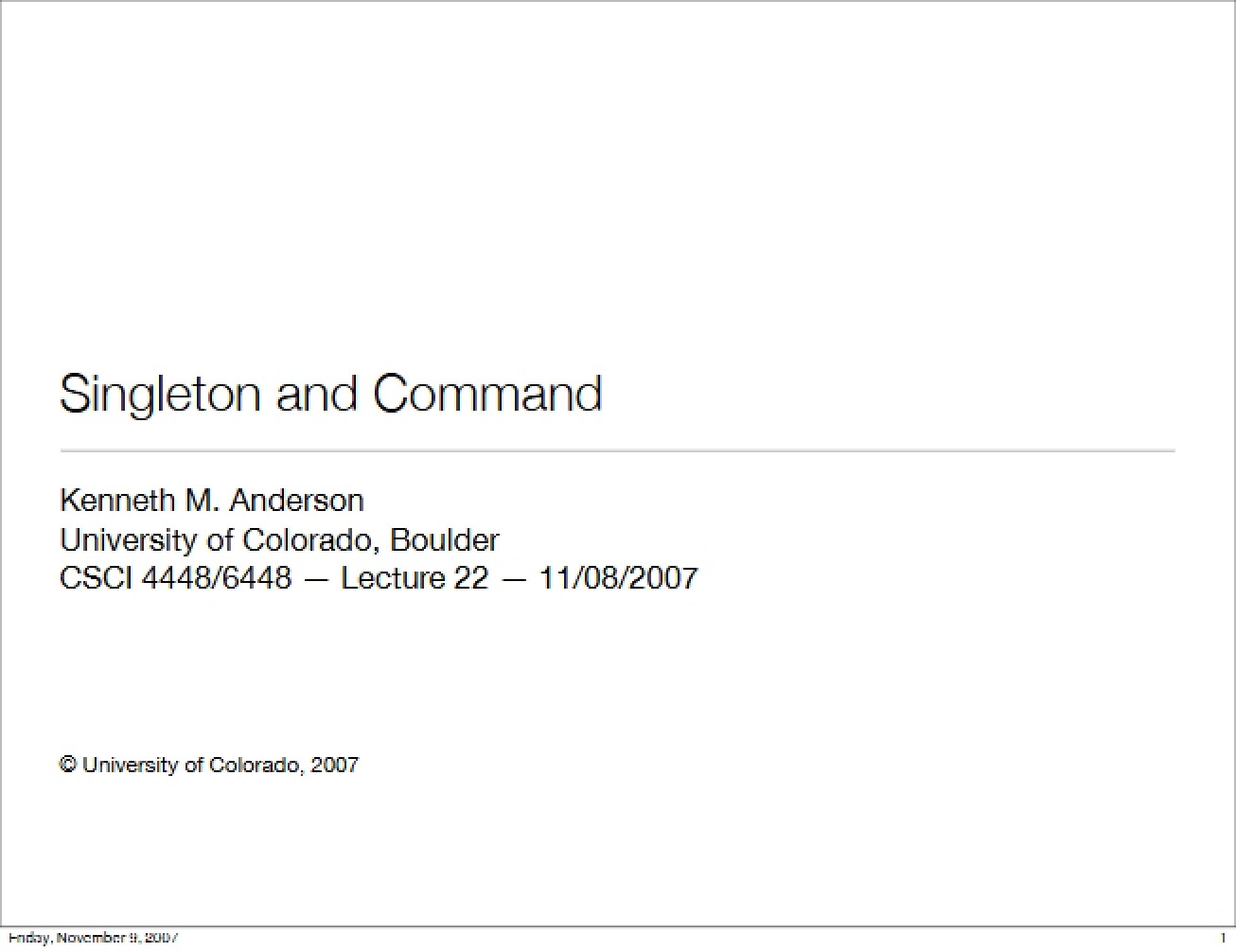 Overview of the Singleton and Command Patterns
