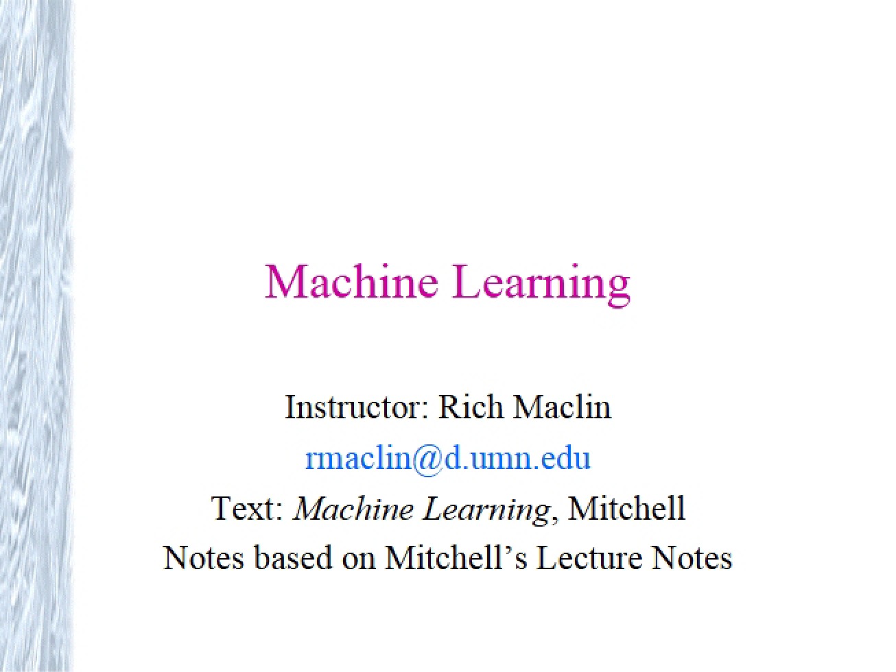 Machine Learning Concepts