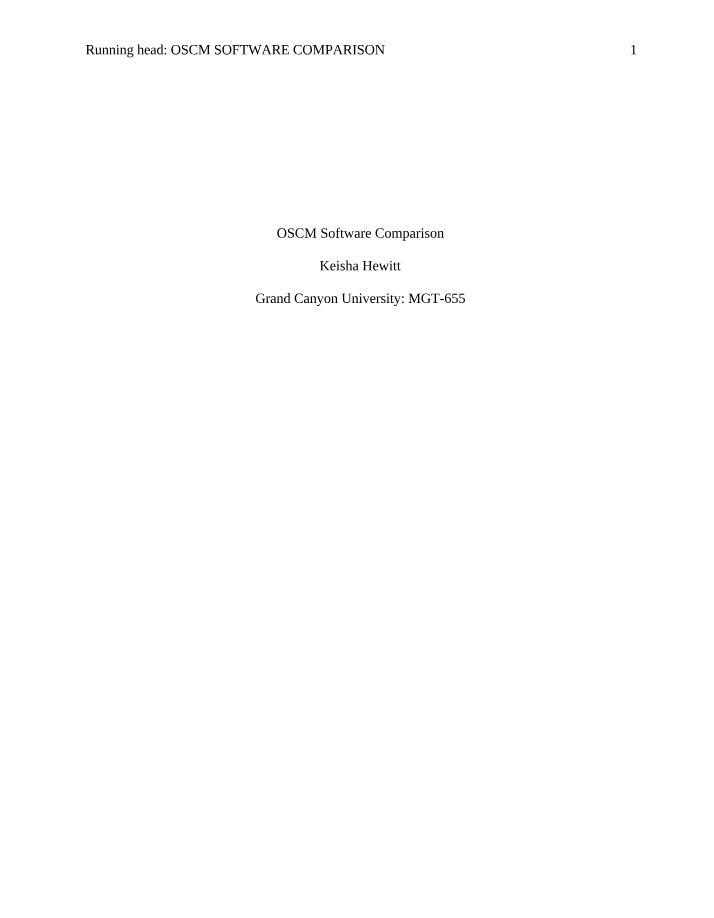 OSCM Software Comparison Section B