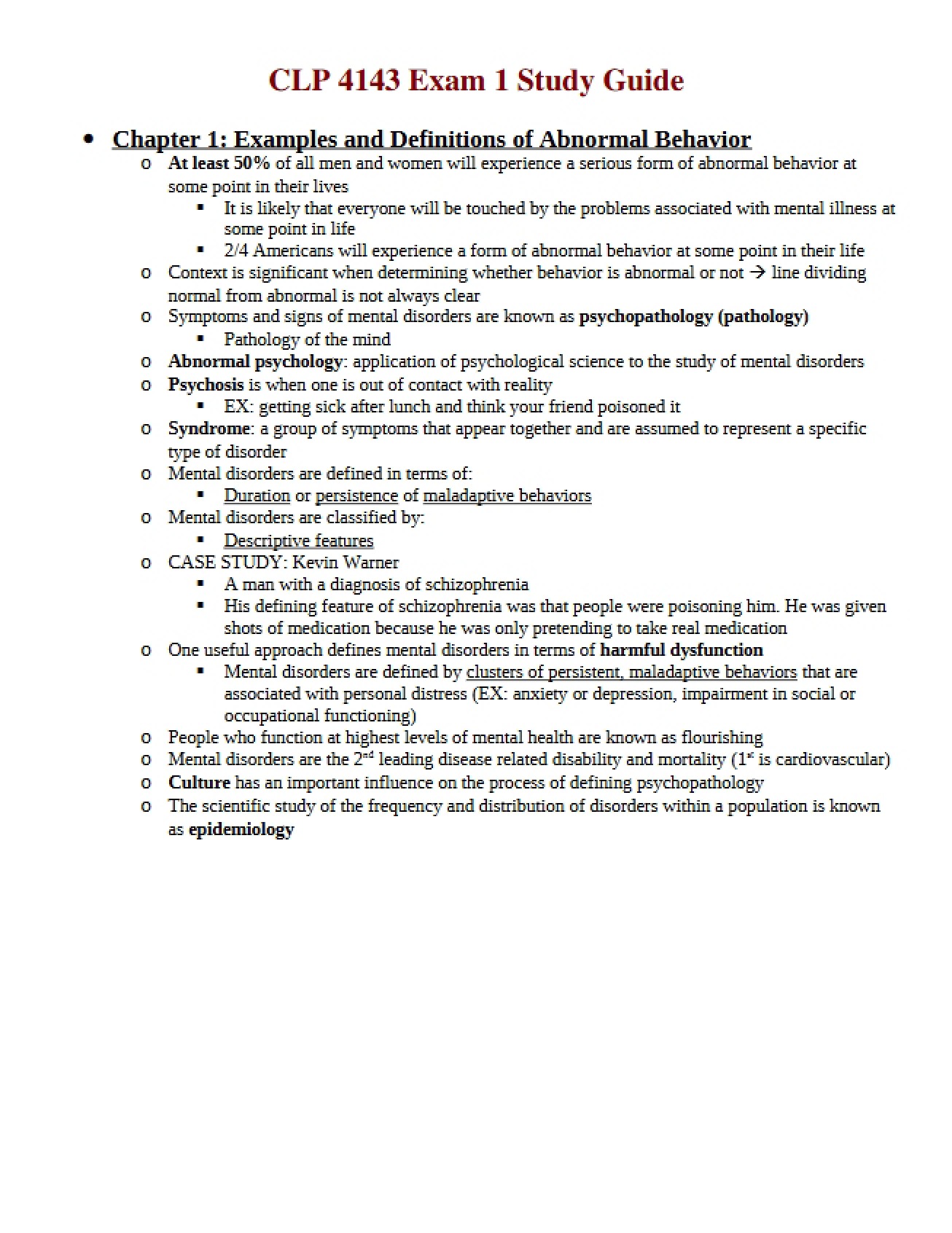 Study Materials for the Initial Exam