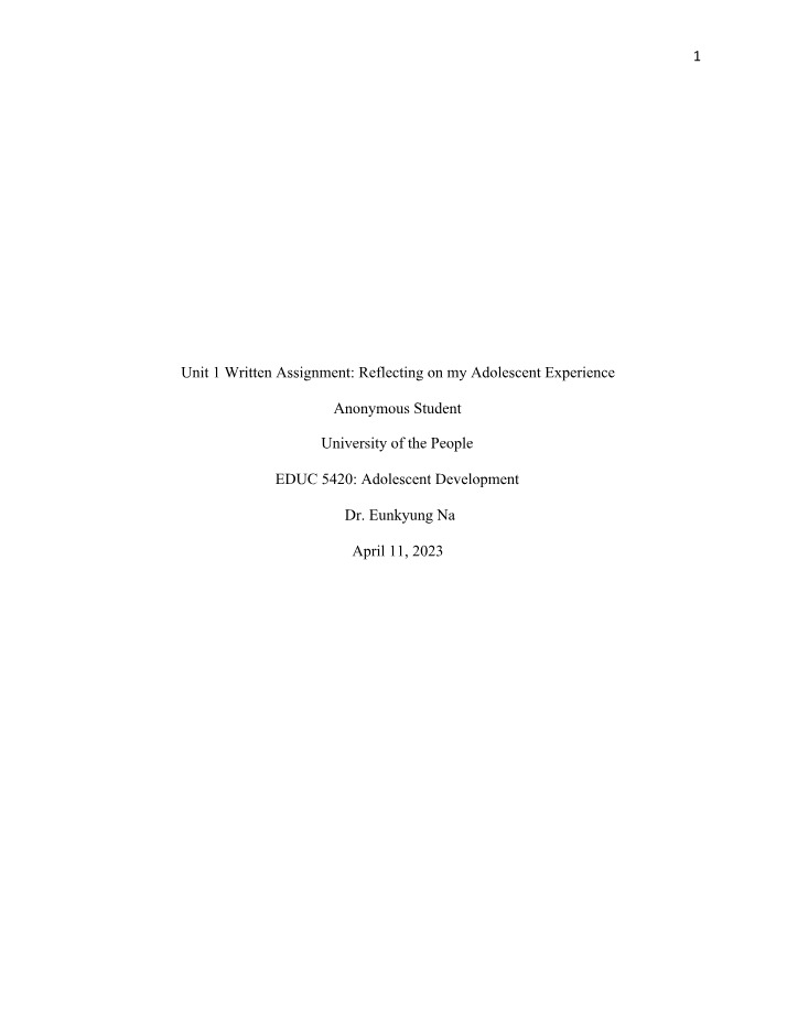 Final Written Assignment