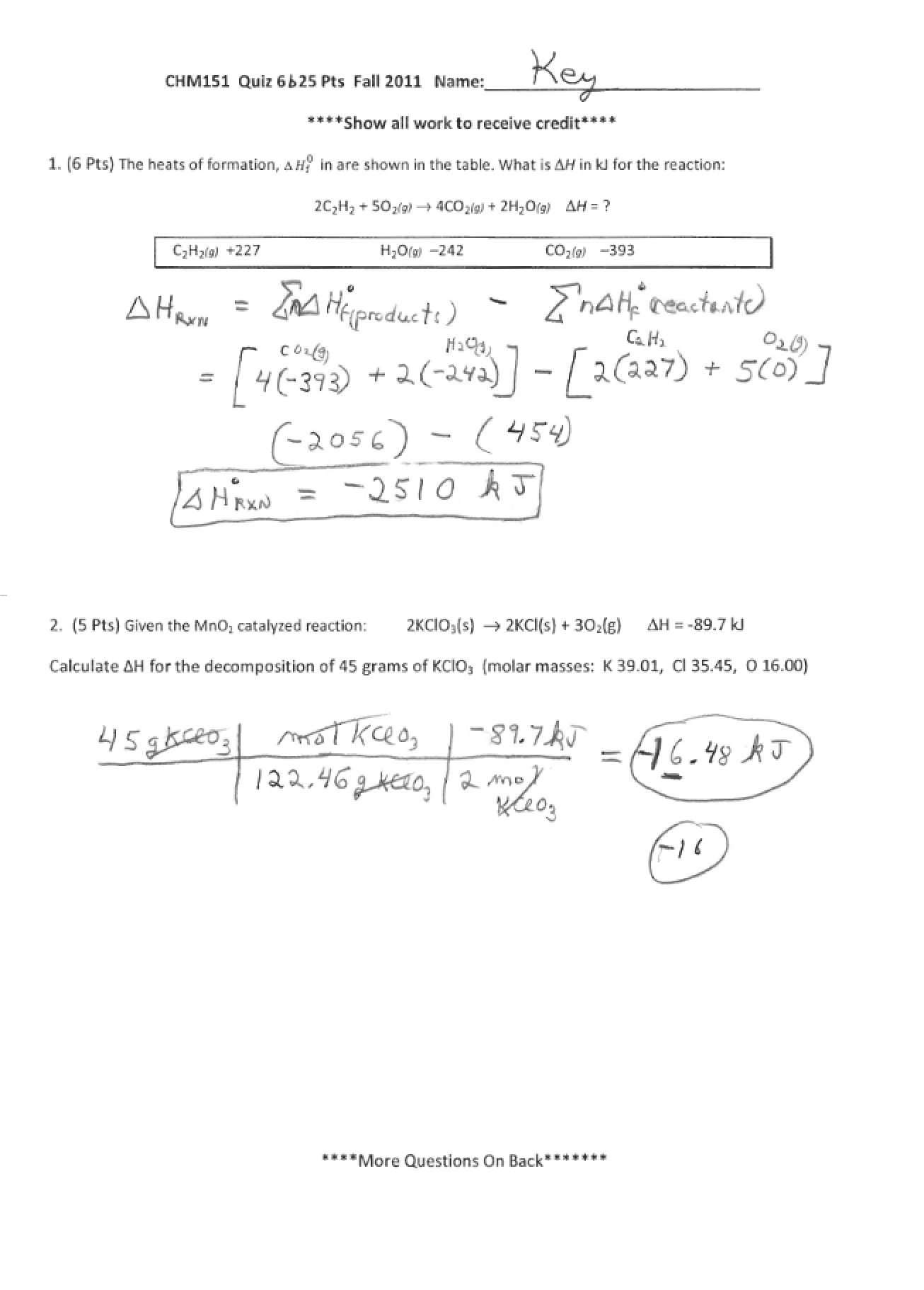 Quiz Answer Key