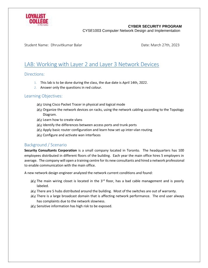 Network Performance and Security Improvement in Toronto