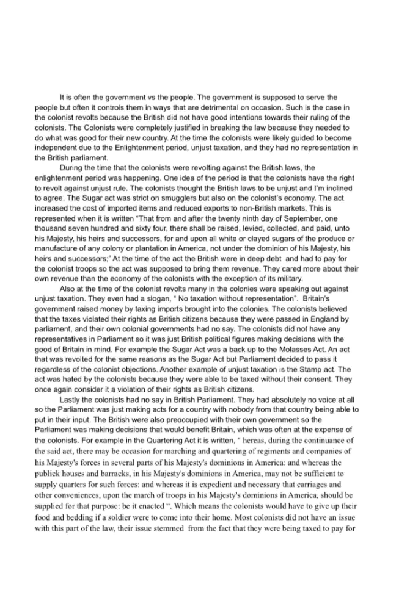 Essay Analysis American Revolution 1754-1783