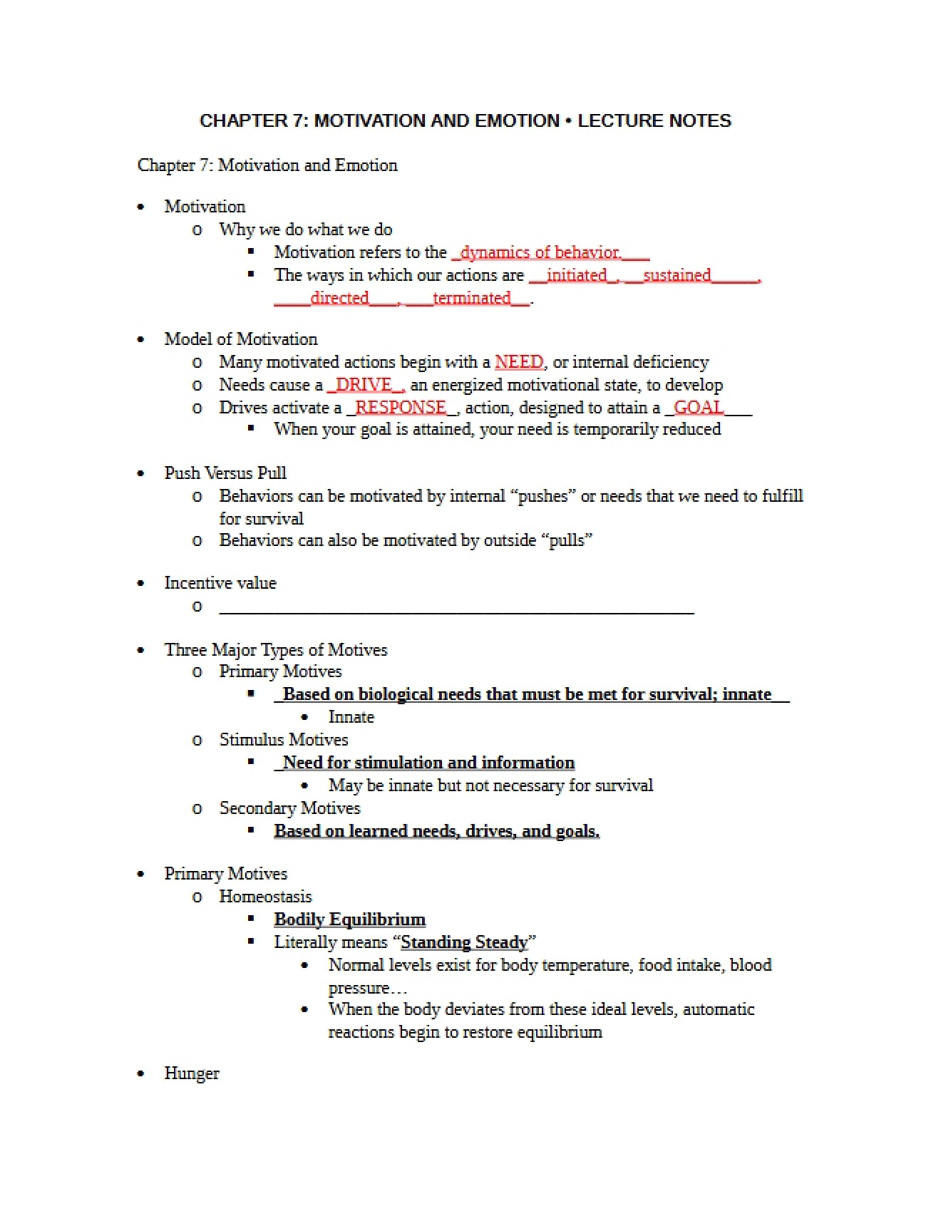 Chapter Seven Outline