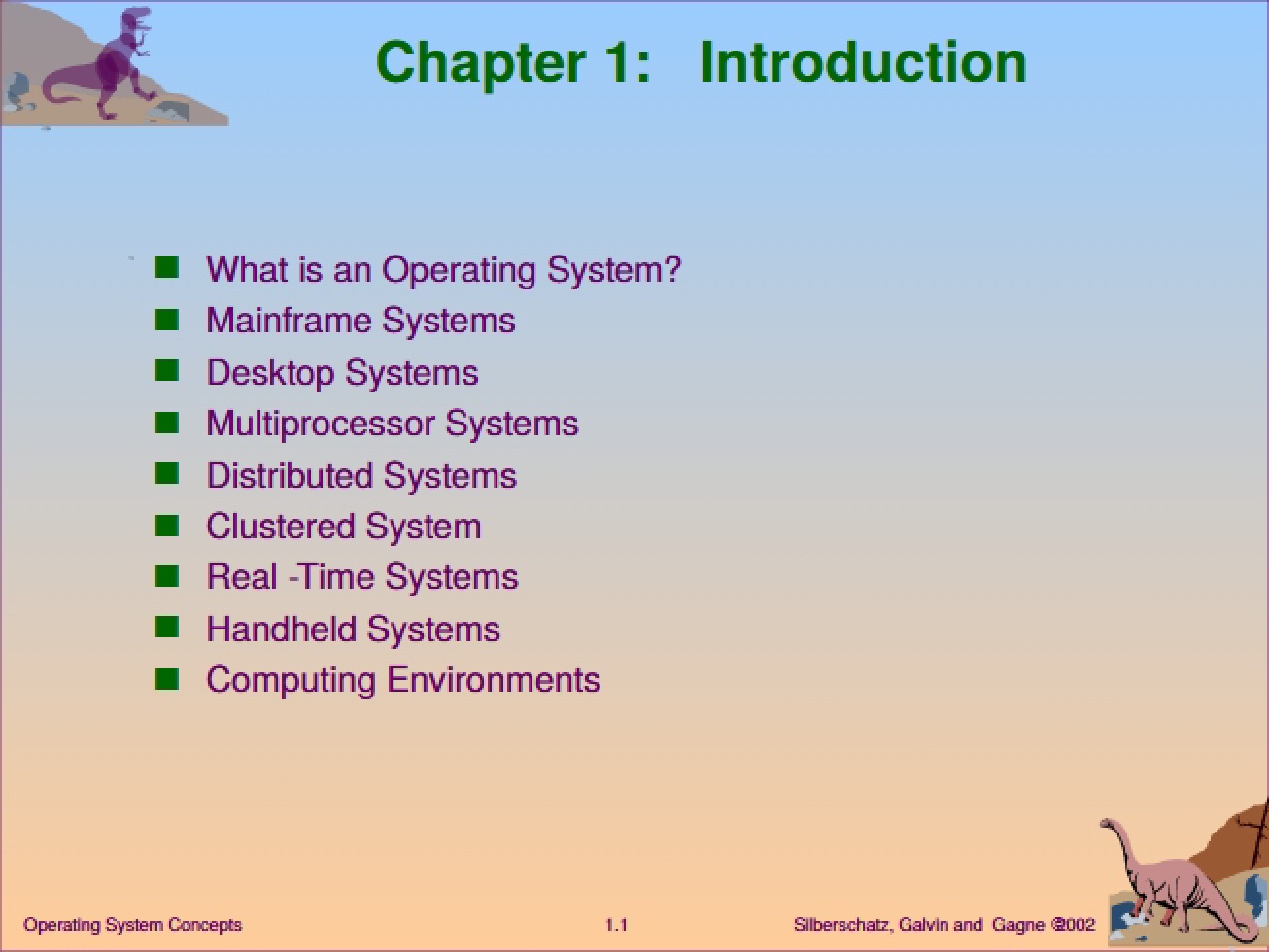 Operating Systems Intro Chapter One