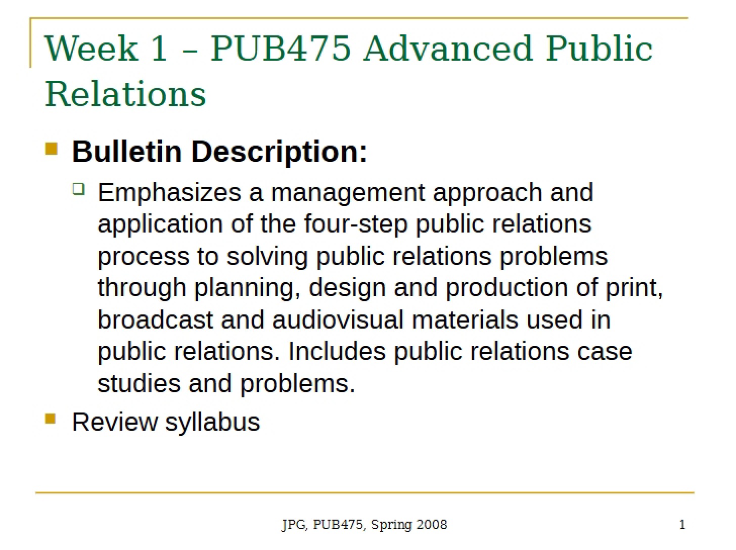 Public Relations Advanced Concepts