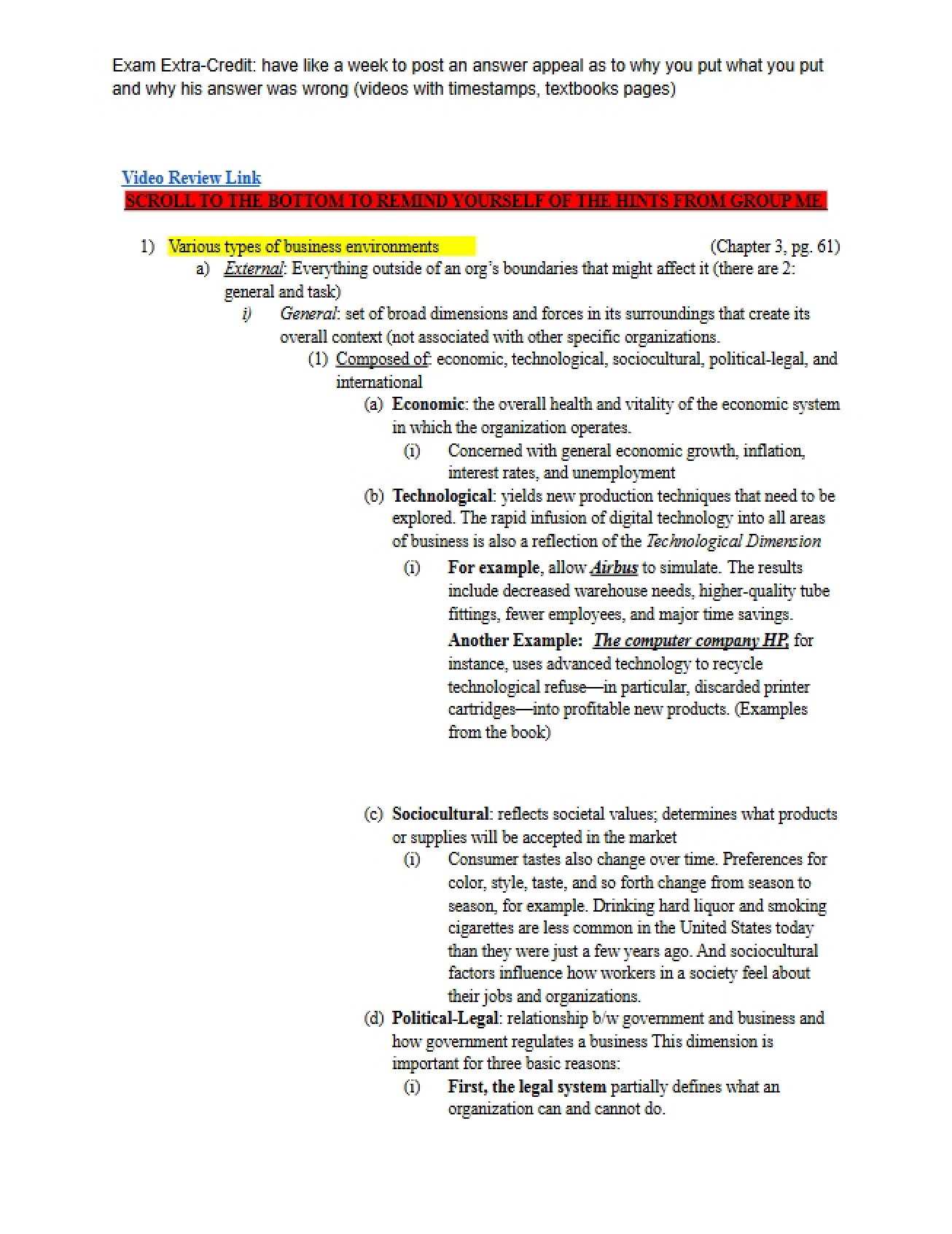 Exam Review Study Guide