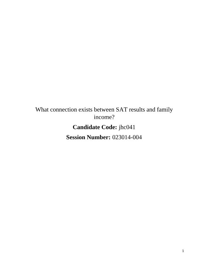 Connection Between Family Income and SAT Scores