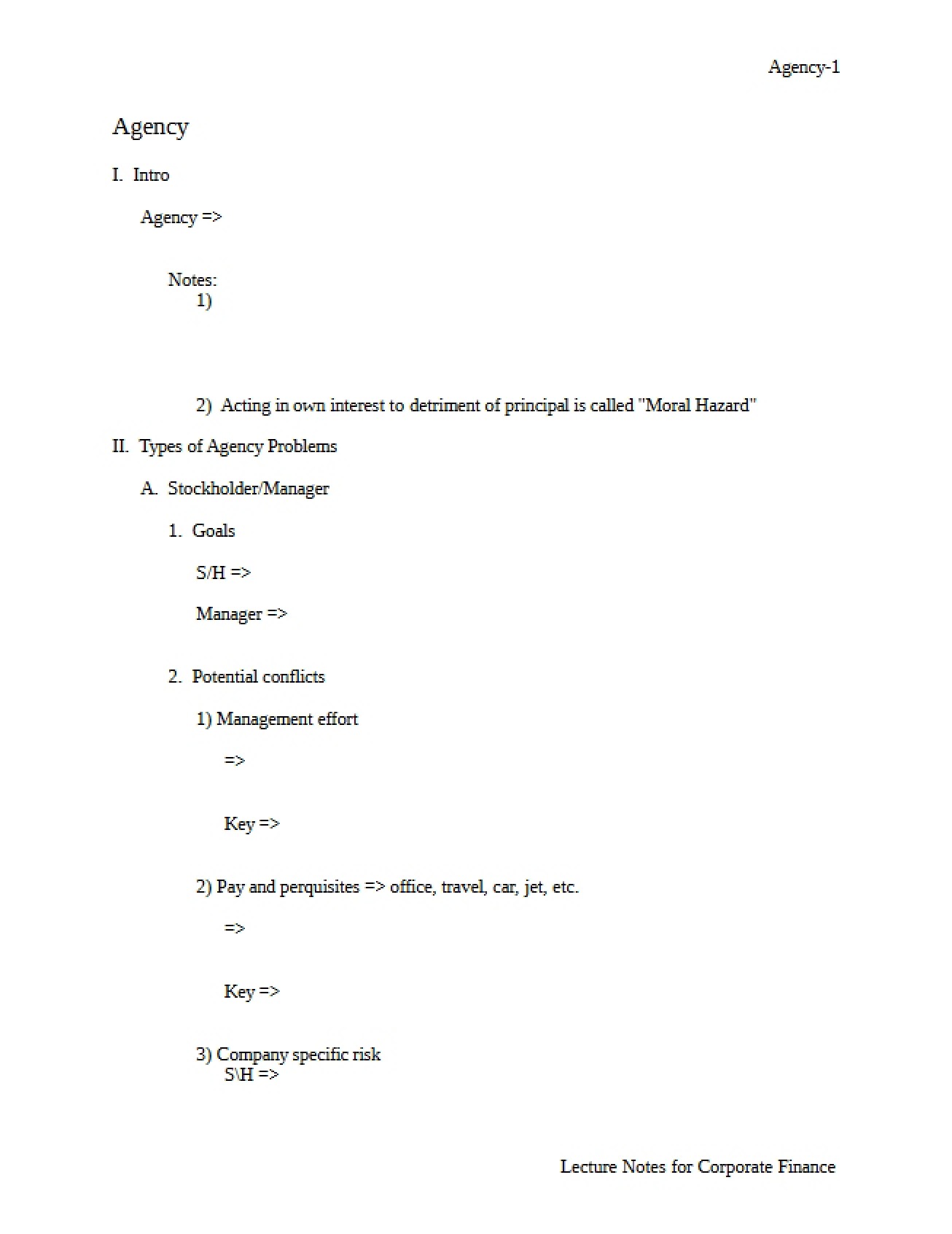 Agency Theory in Finance