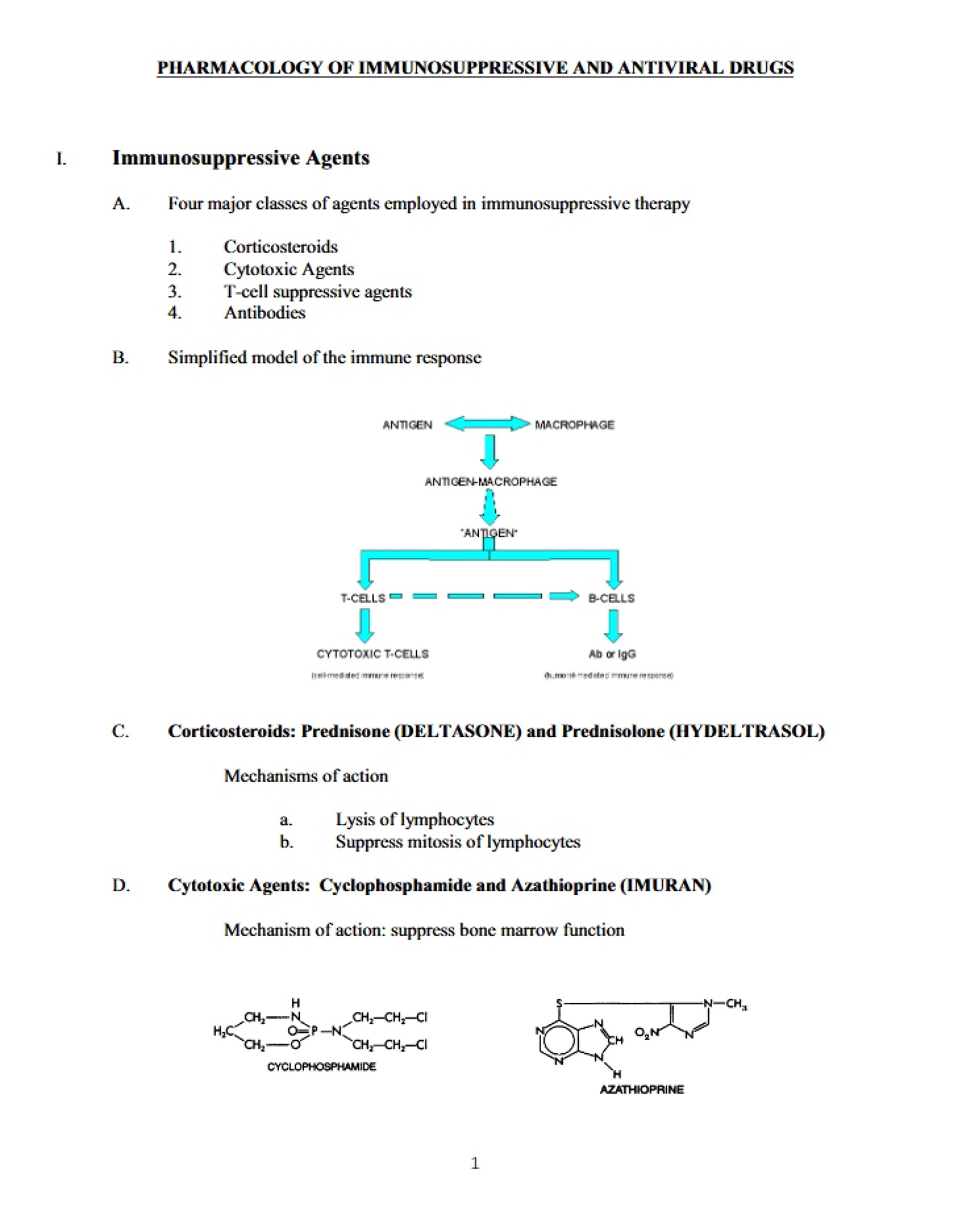 Antiviral and Immunosuppressive Pharmacology