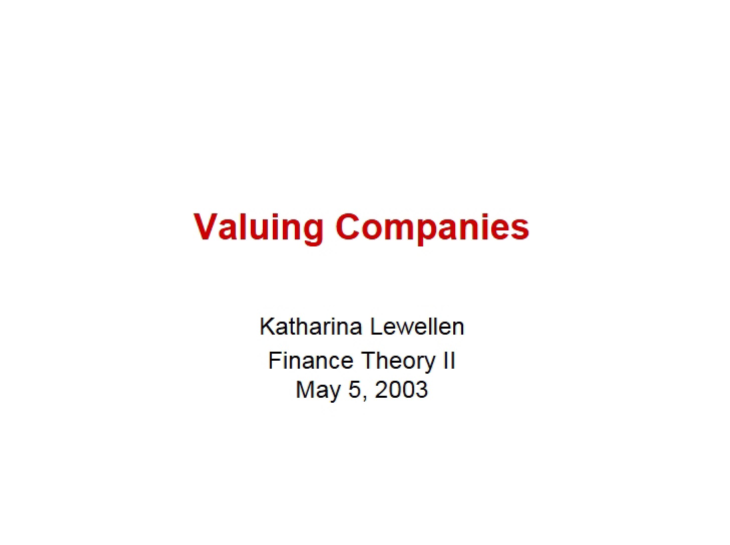 Company Valuation Methods