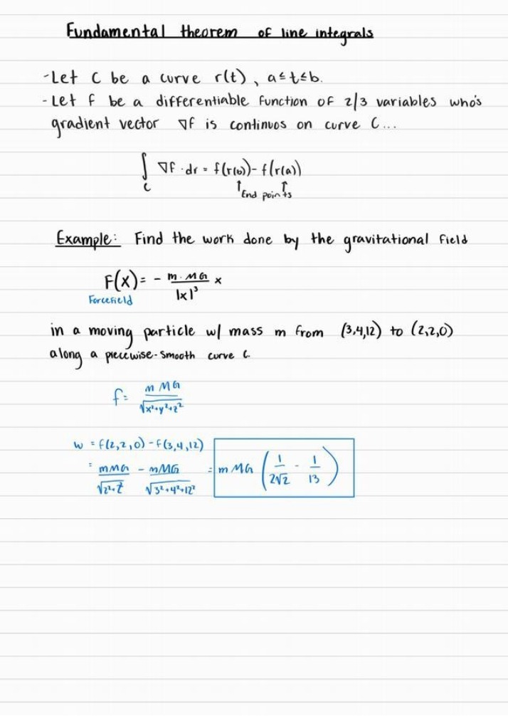 Example of the Fundamental Theorem of Line Integrals