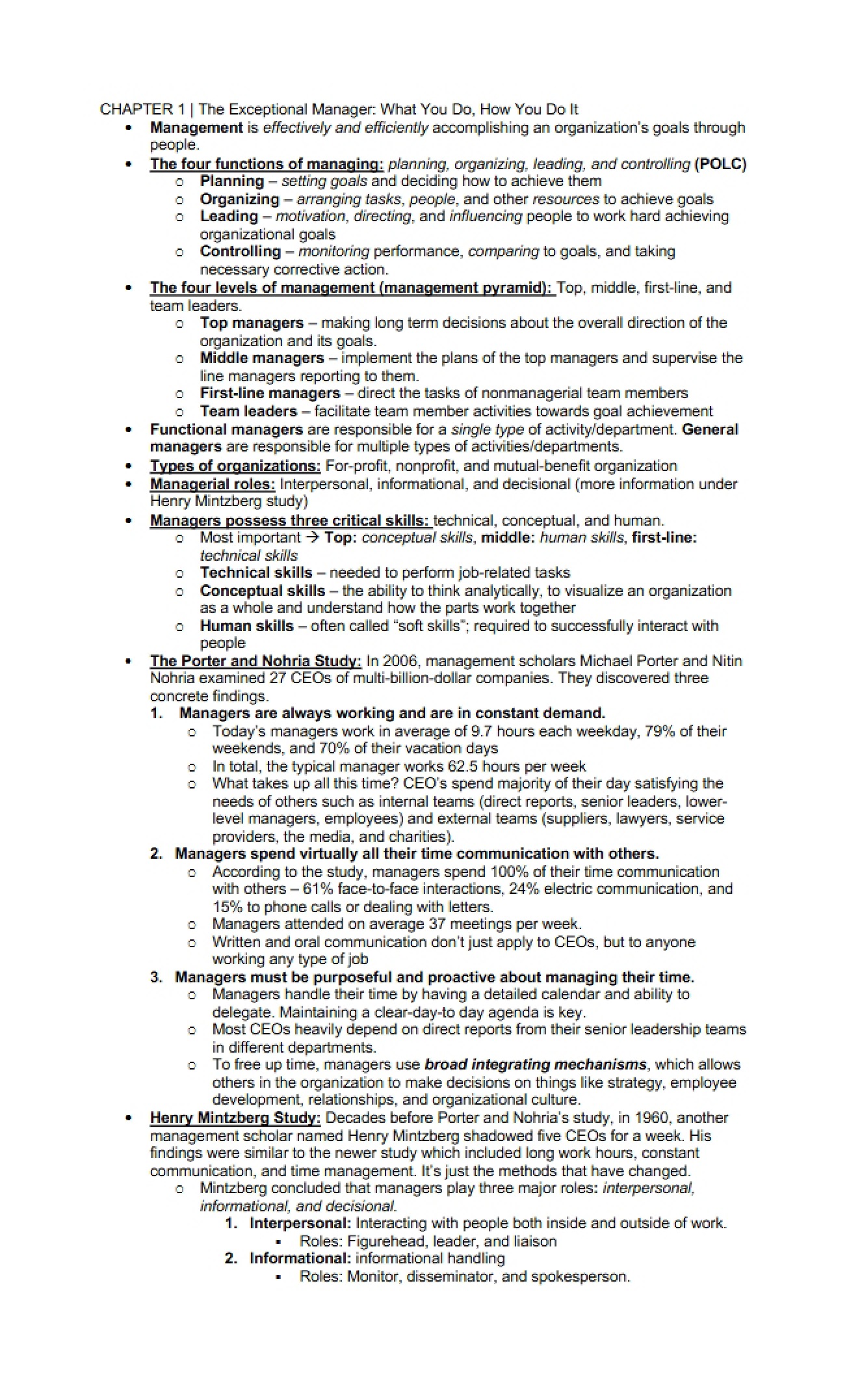 Management Principles First Exam