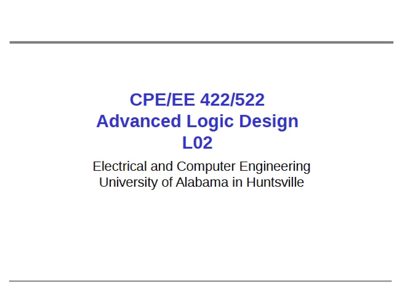 Advanced Logic Design Overview