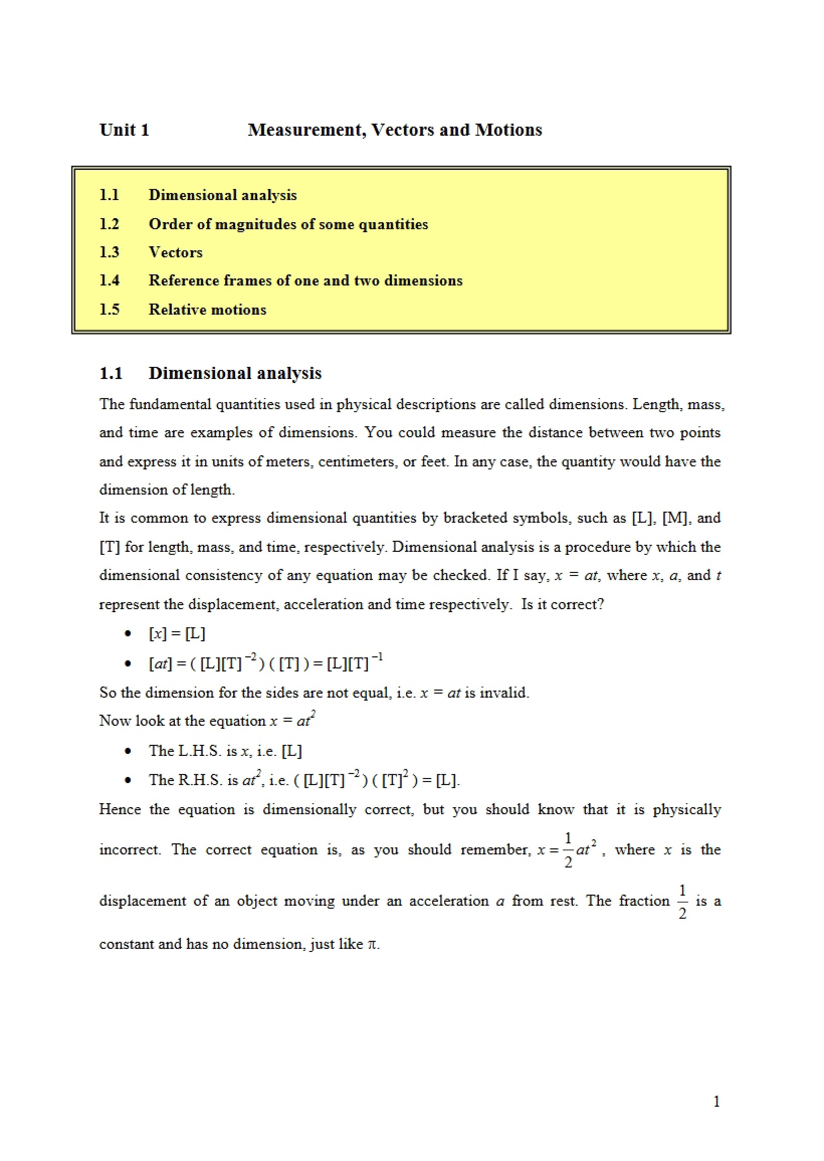 Calculus-Based Physics Unit One