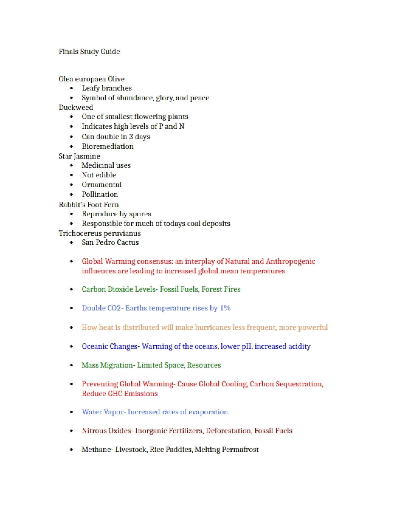 Final Exam Study Guide