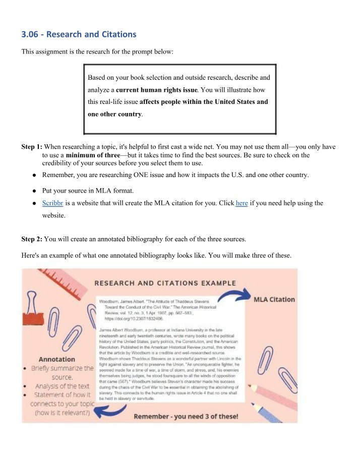 Citations and Research Assignment