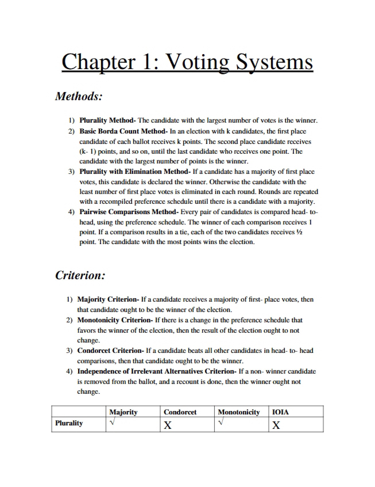 First Chapter Guide to Voting Systems
