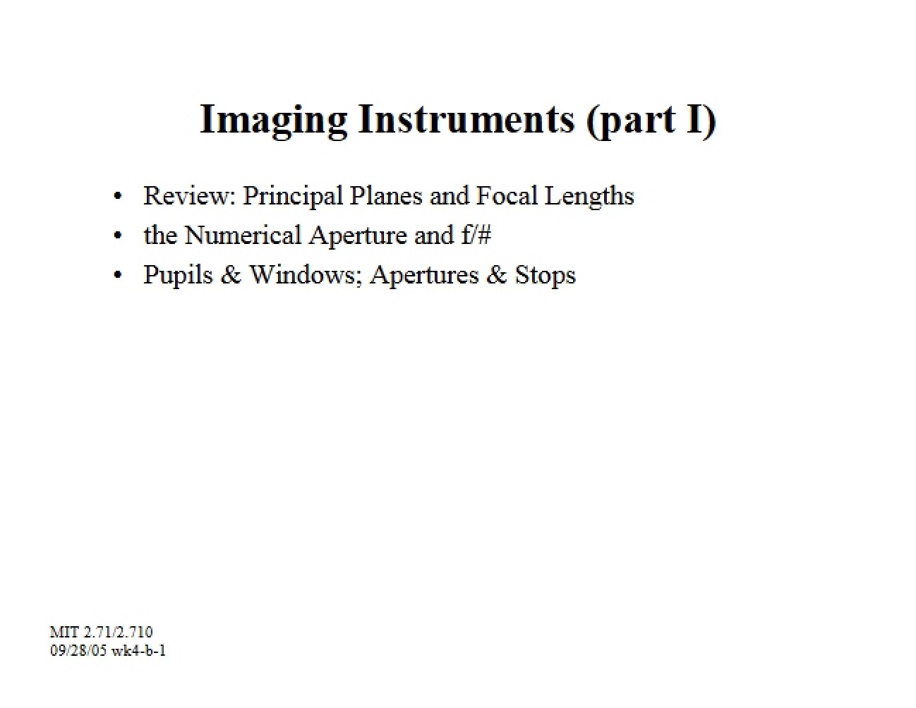 Optics Lecture Notes