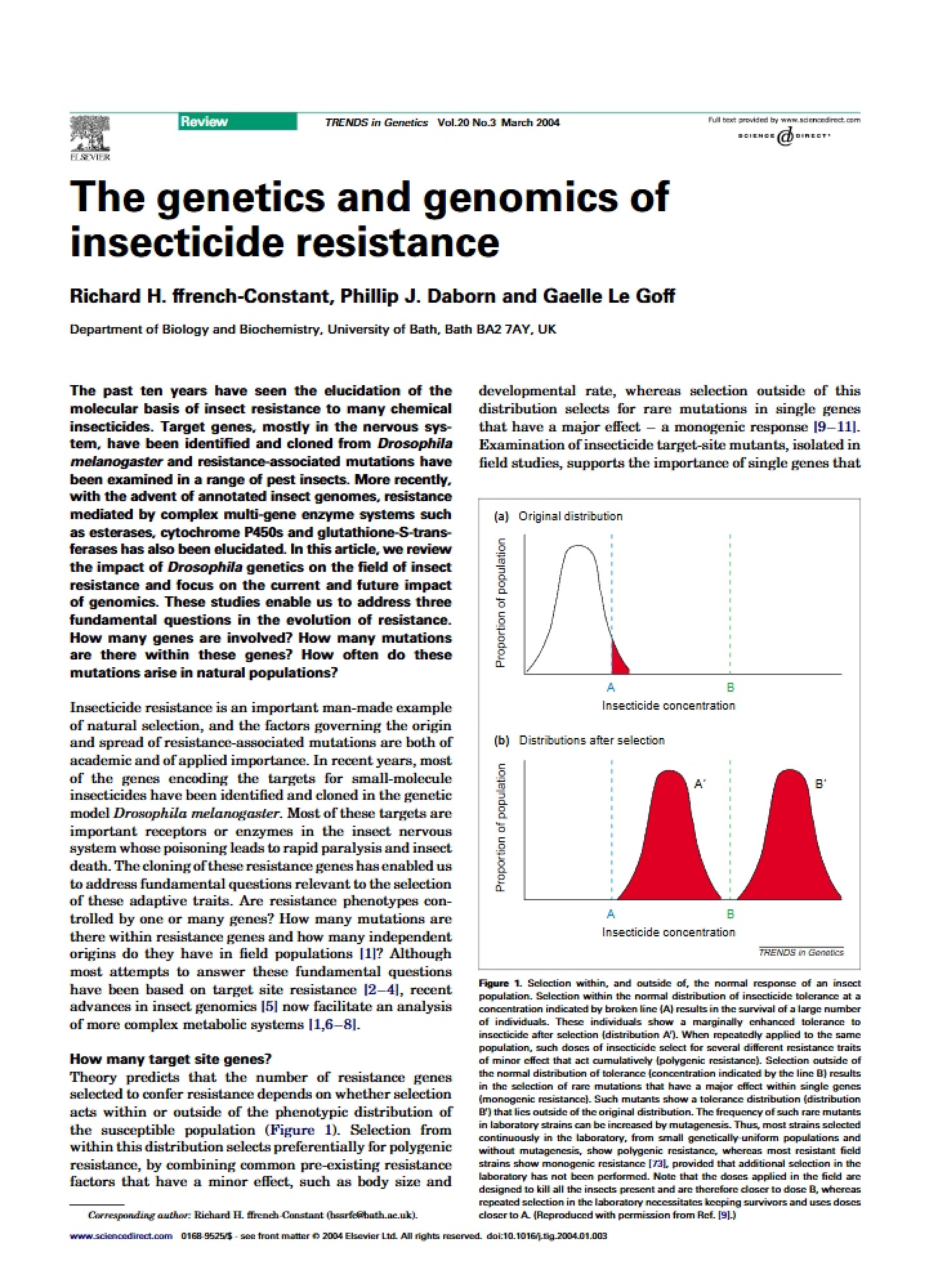Insecticide Resistance Genomics and Genetics