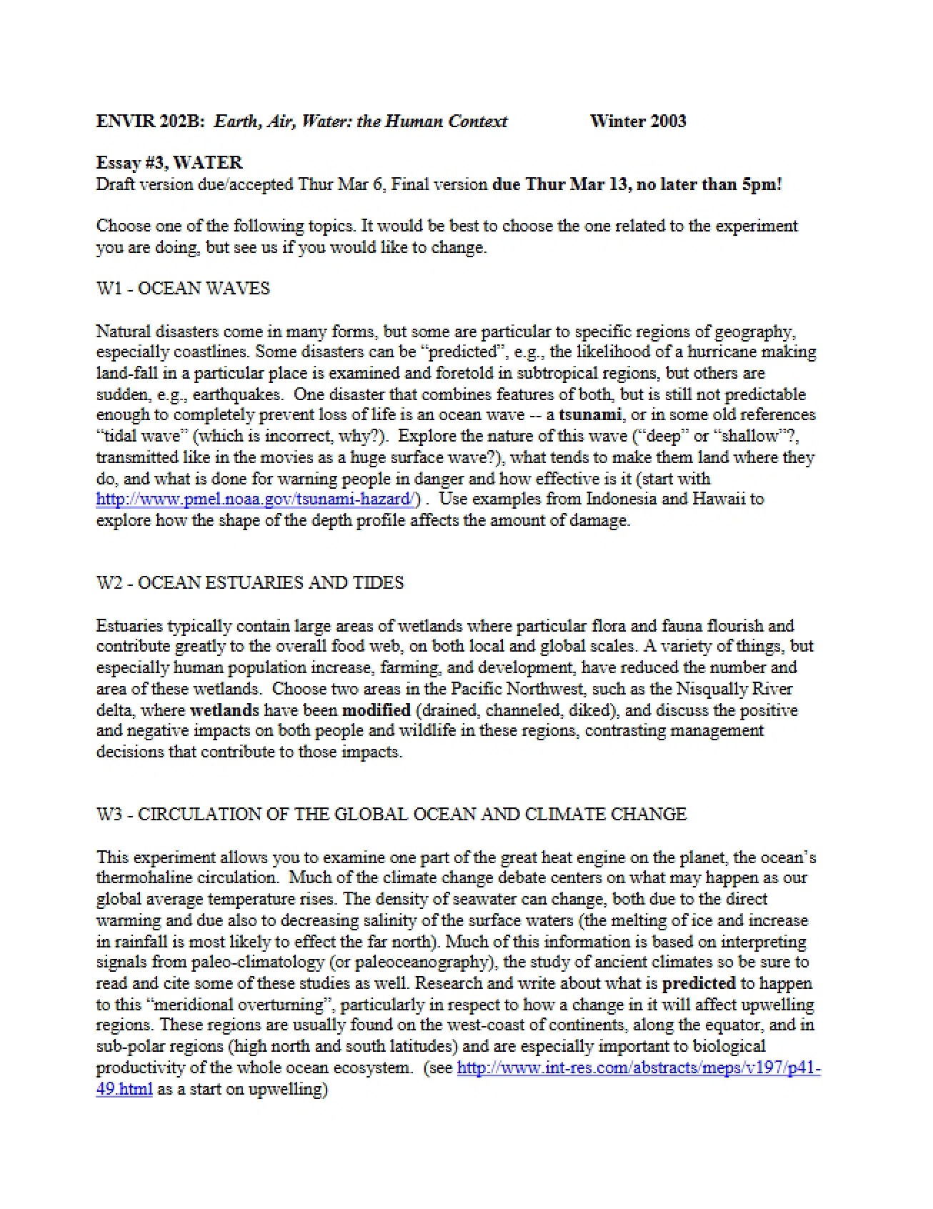 Notes for Study - Earth Air Water The Human Context