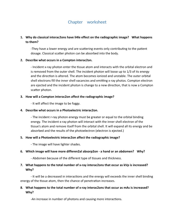 Worksheet for Chapter 7
