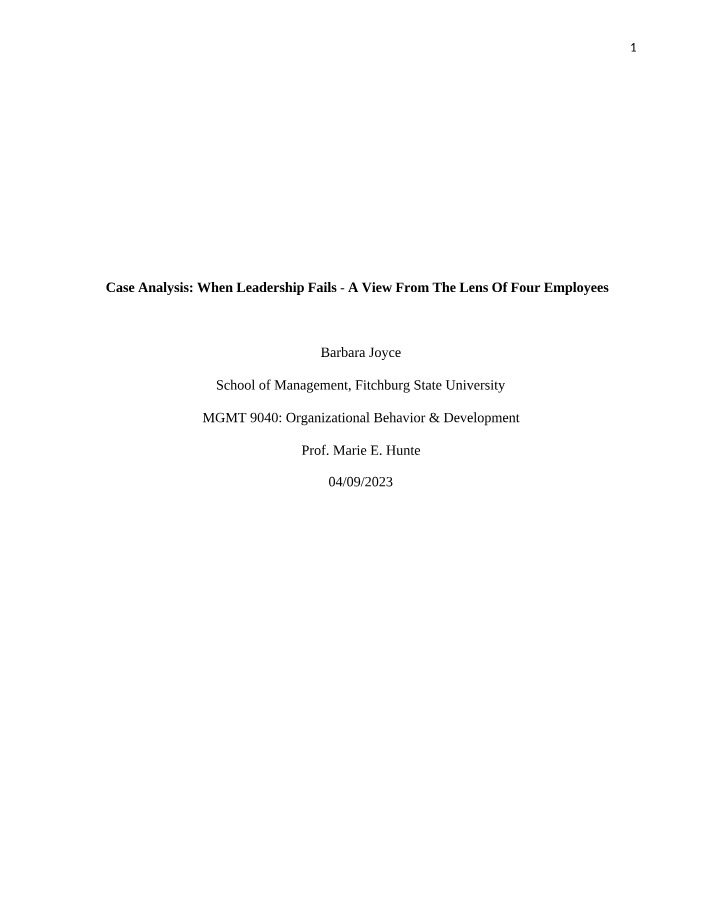 When Leadership Fails - Organizational Impact
