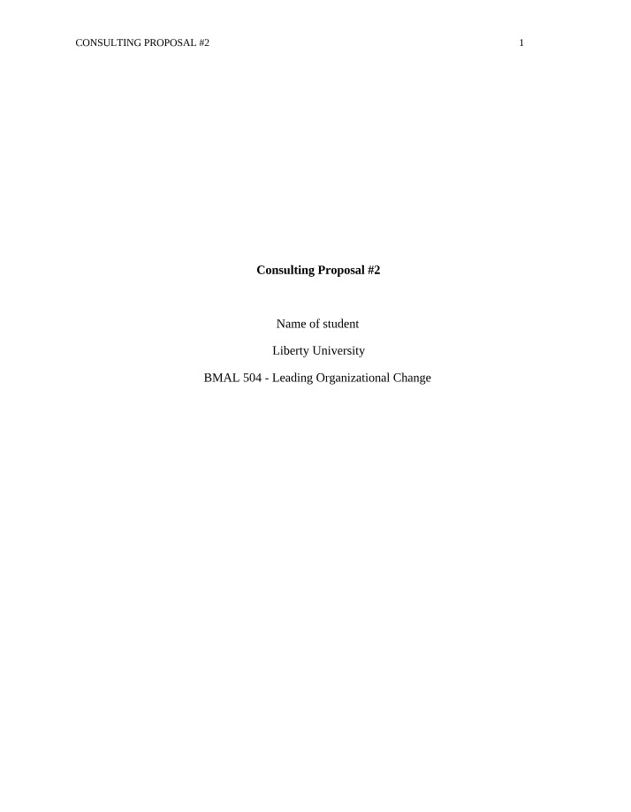 Proposal Number Two - Consulting