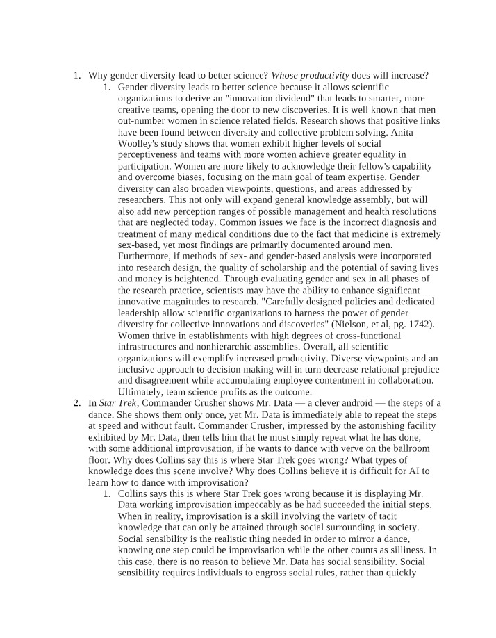 Reading Questions for Week 10 - SOC 101