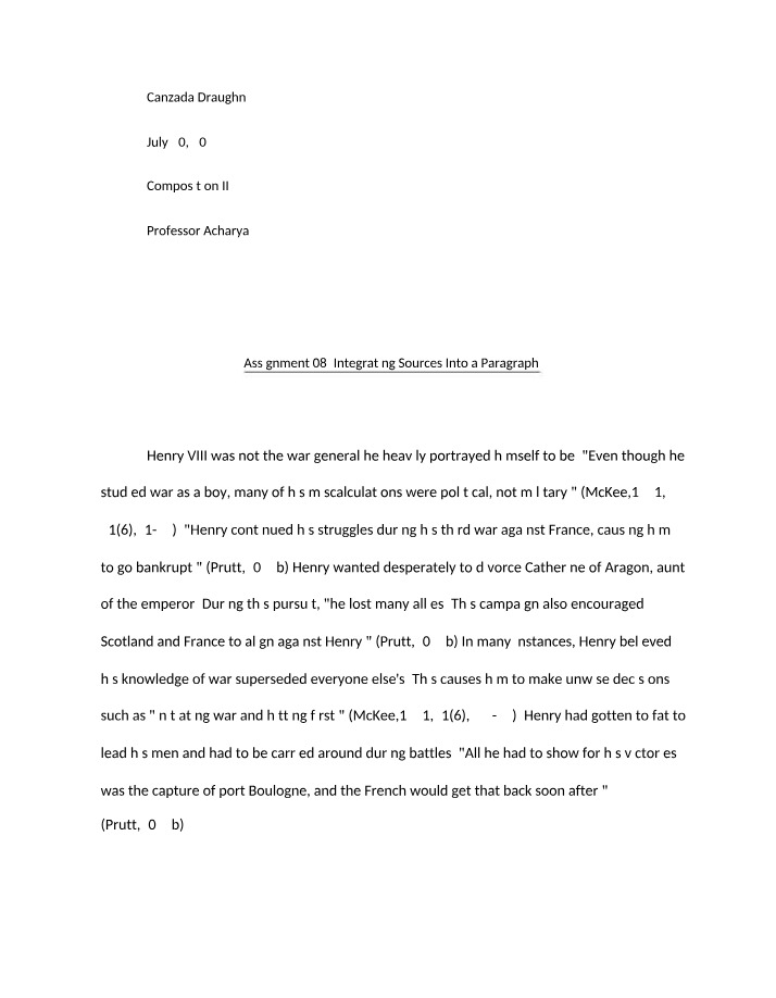Integrating Sources Into a Paragraph - Assignment 08