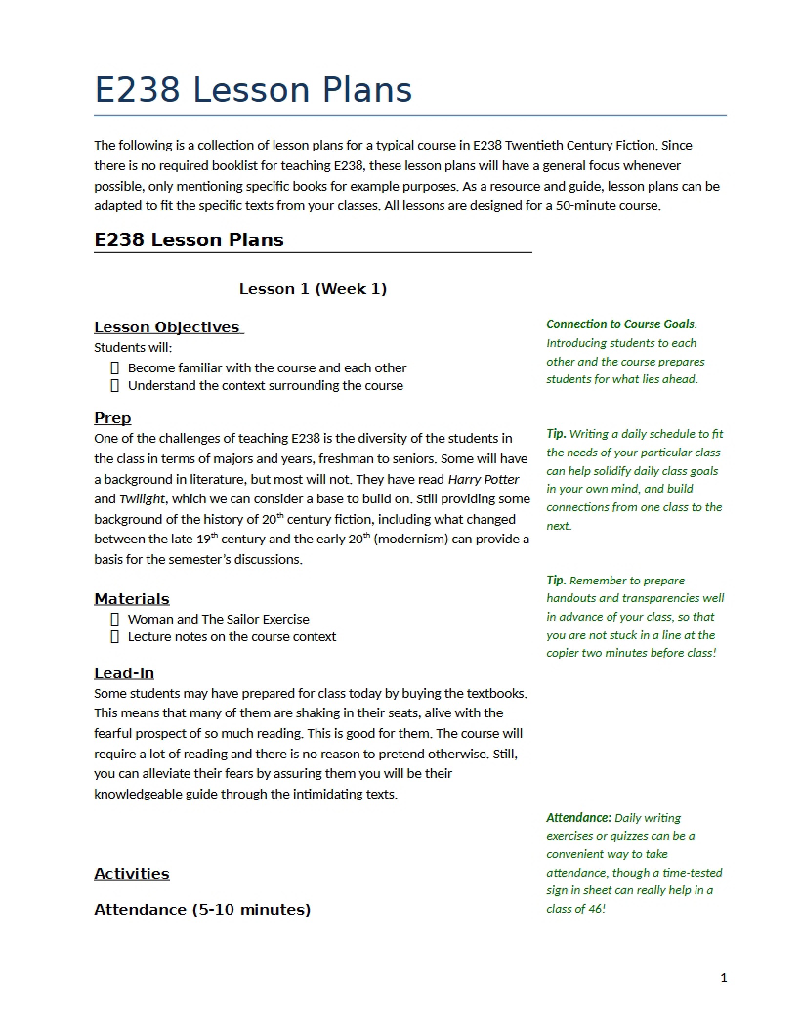 Plan for Lesson
