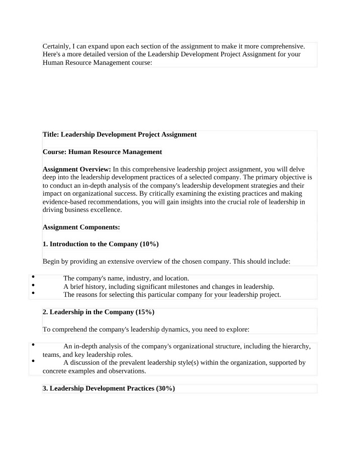 Assignment - Leadership Development Project